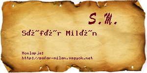 Sáfár Milán névjegykártya