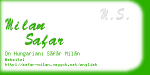 milan safar business card